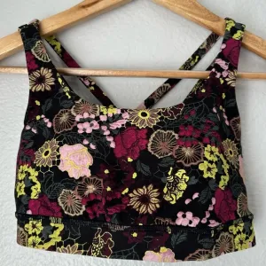 Lululemon Energy Bra LongLine Support Foliage Strappy Floral multicolor Size 4