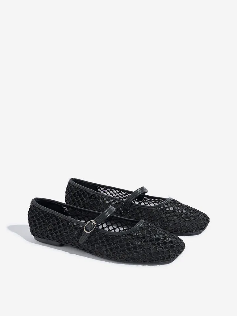 LUNA BLU Black Mesh Mary Jane Shoes