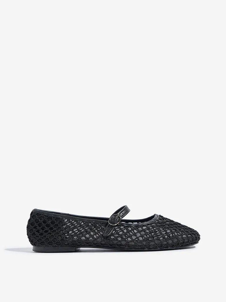 LUNA BLU Black Mesh Mary Jane Shoes