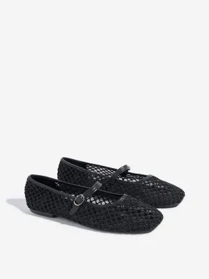 LUNA BLU Black Mesh Mary Jane Shoes