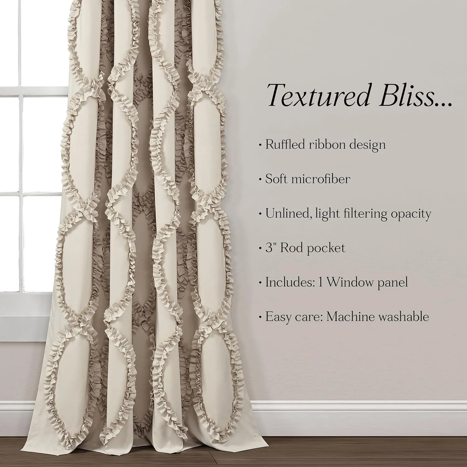 Lush Decor Avon Window Curtain Sydney Throw Blanket, 54"W x 84"L, Neutral