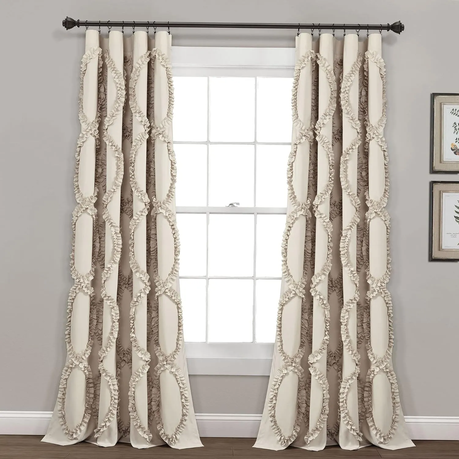 Lush Decor Avon Window Curtain Sydney Throw Blanket, 54"W x 84"L, Neutral