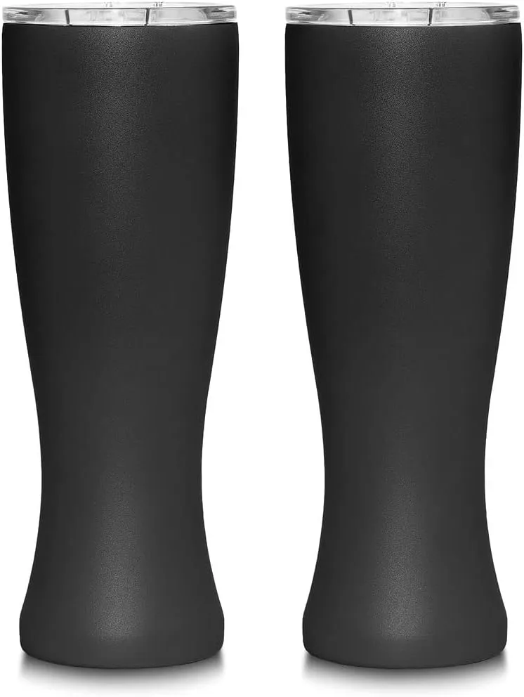 MASON FORGE | Stainless Steel Pint Double Insulated Beer Tumbler | Double Wall Vacuum Insulated | Sweat & Condensation Free | HOT or COLD Beverages | Pilsner Style Glass | 16 Ounce | Set of 2