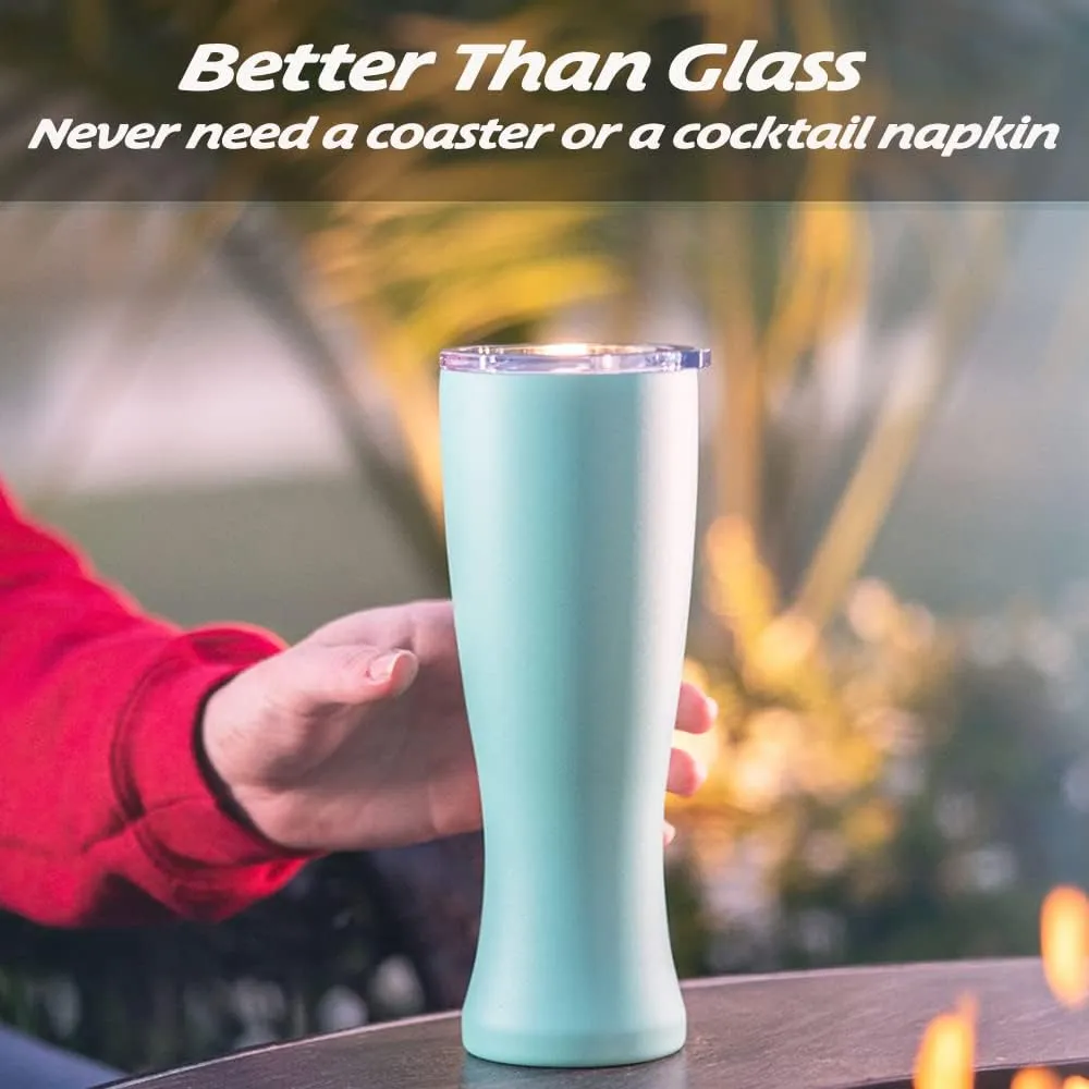 MASON FORGE | Stainless Steel Pint Double Insulated Beer Tumbler | Double Wall Vacuum Insulated | Sweat & Condensation Free | HOT or COLD Beverages | Pilsner Style Glass | 16 Ounce | Set of 2