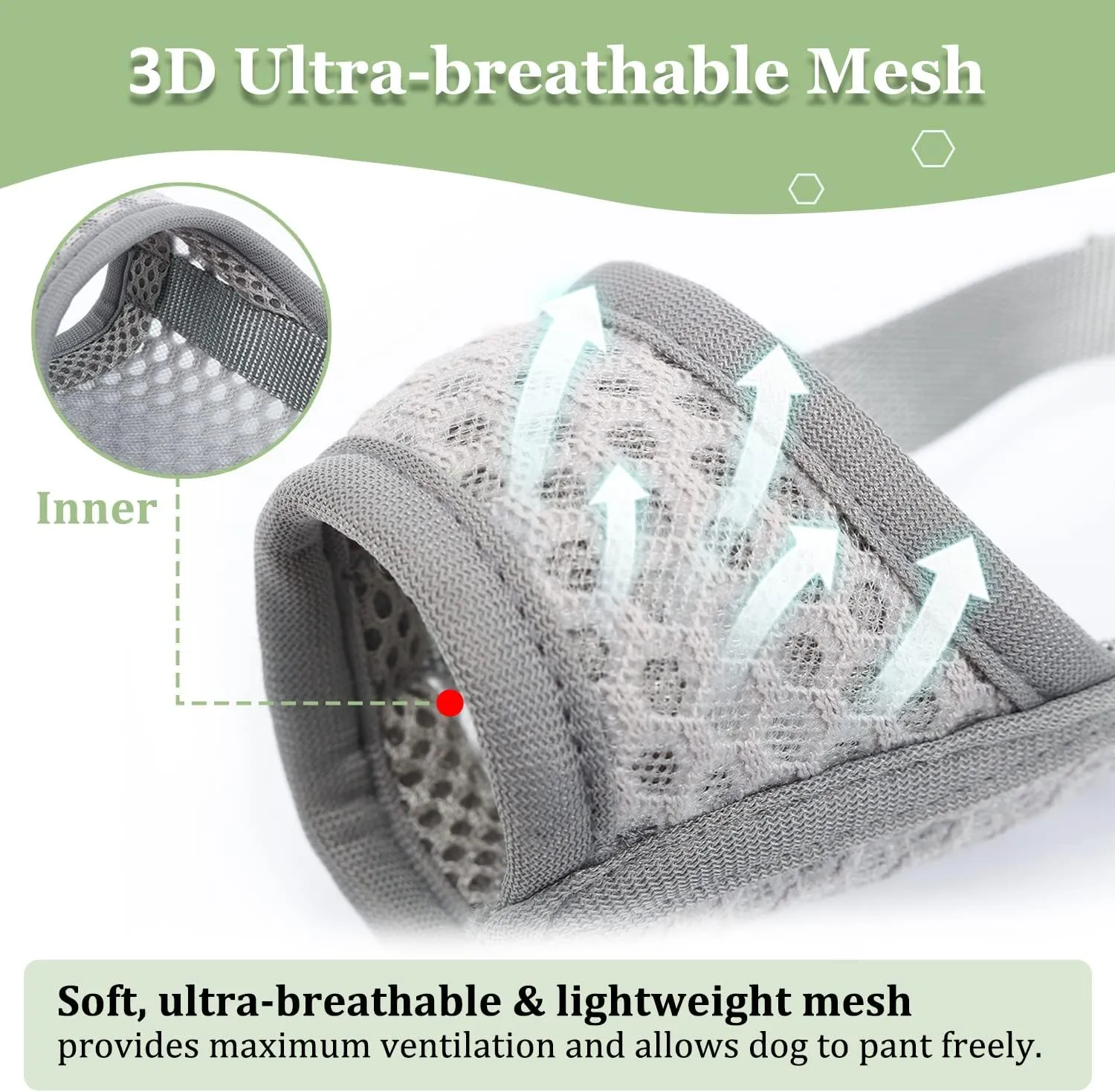 Mayerzon Dog Muzzle, Puppy Soft Mesh Muzzle for Small Medium Large Dogs Chihuahua Poodles Beagle Dachshund Corgis Labrador for Biting Chewing Grooming That Allows Panting Drinking(XXL, Grey)