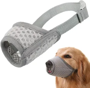 Mayerzon Dog Muzzle, Puppy Soft Mesh Muzzle for Small Medium Large Dogs Chihuahua Poodles Beagle Dachshund Corgis Labrador for Biting Chewing Grooming That Allows Panting Drinking(XXL, Grey)