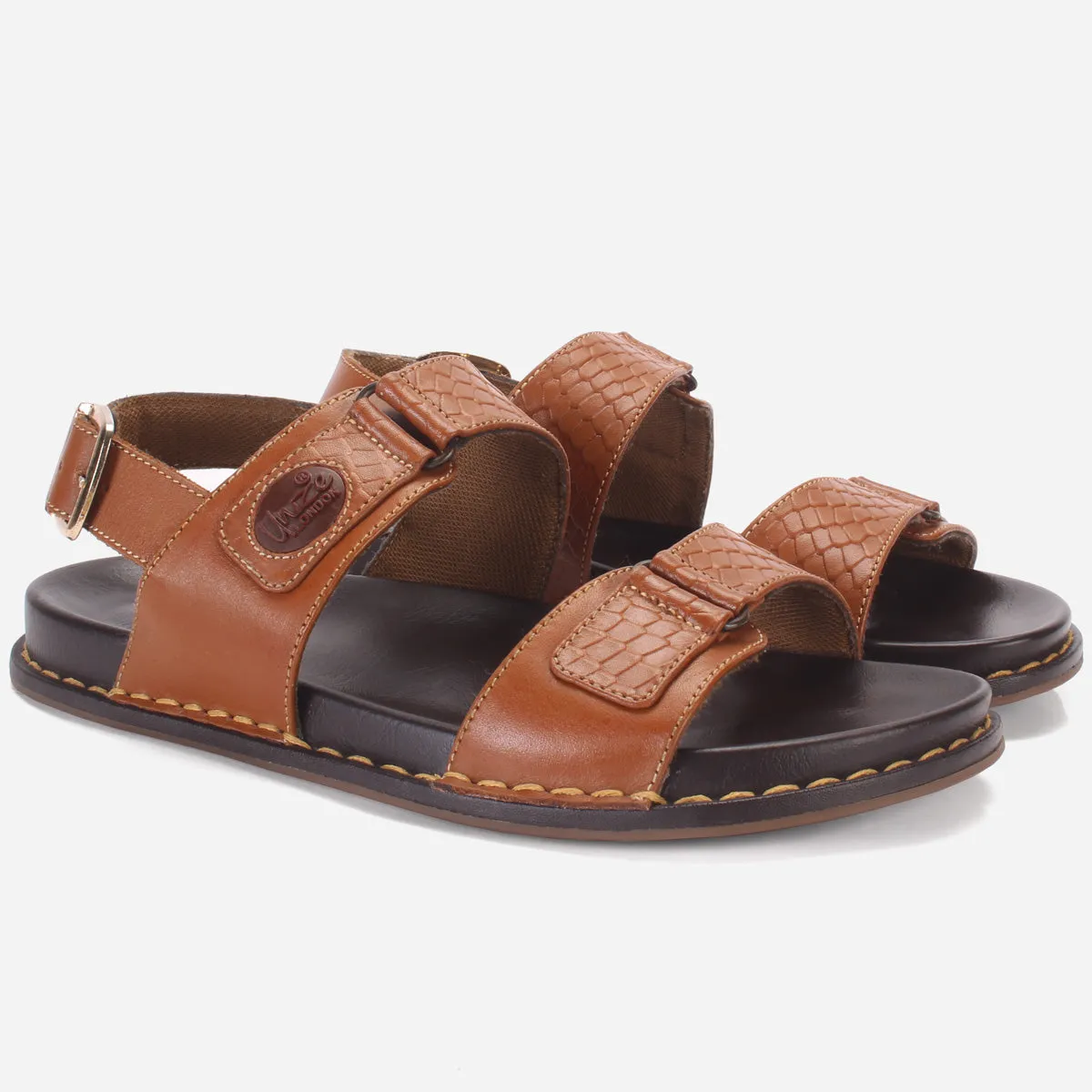 Men "VEERO" Leather Open Toe Summer Flat Sandals