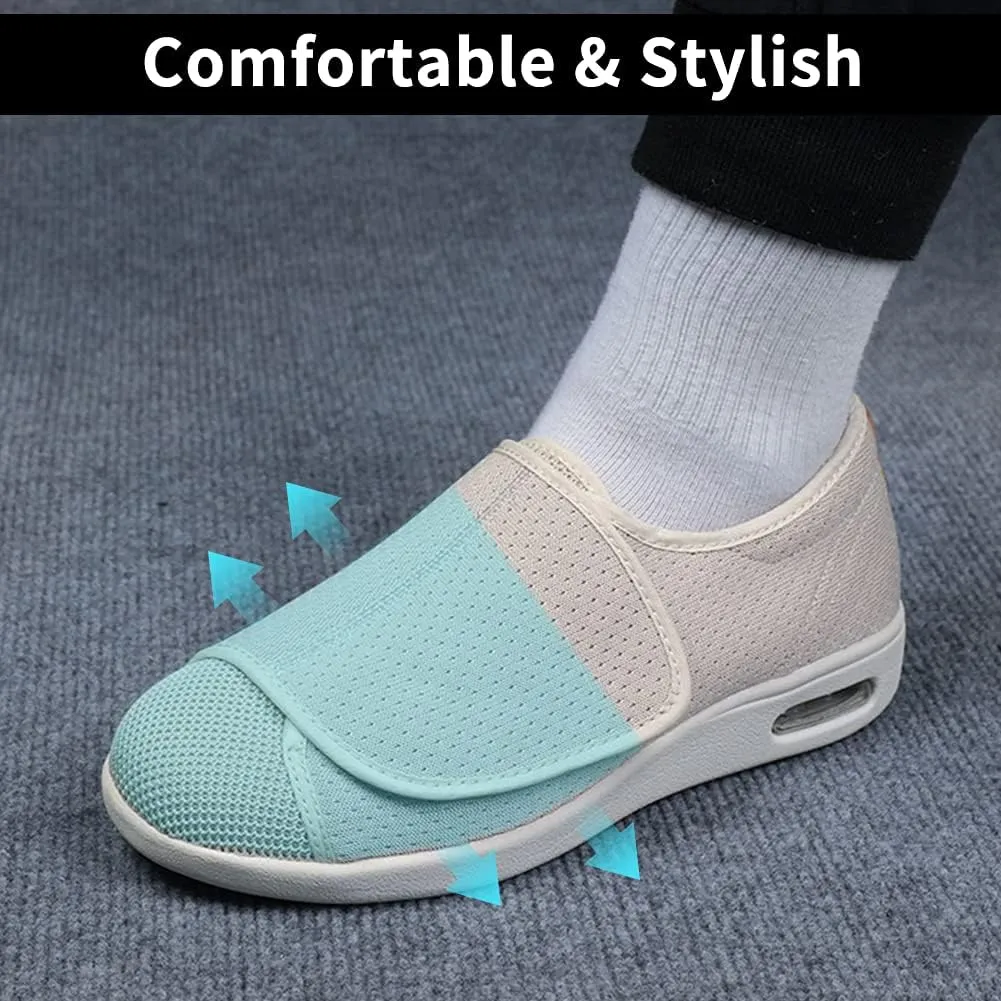 Men's Diabetic Shoes Extra Wide Width Easy On & Off Walking Sneakers with Air Cushion & Breathable Mesh, Support for Elderly Men, Swollen Feet, Edema, Plantar Fasciitis Black