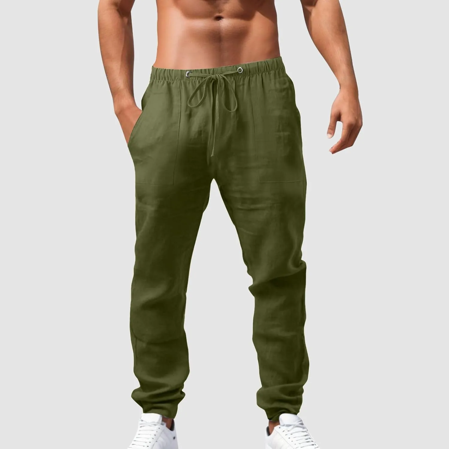 Men's Lightweight Jogging Pant Cargo Chino Work Joggers Baggy Sports Casual Sweatpants Stretch Long Pants