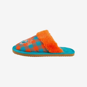 Miami Dolphins Womens Plaid Sherpa Mule Slipper
