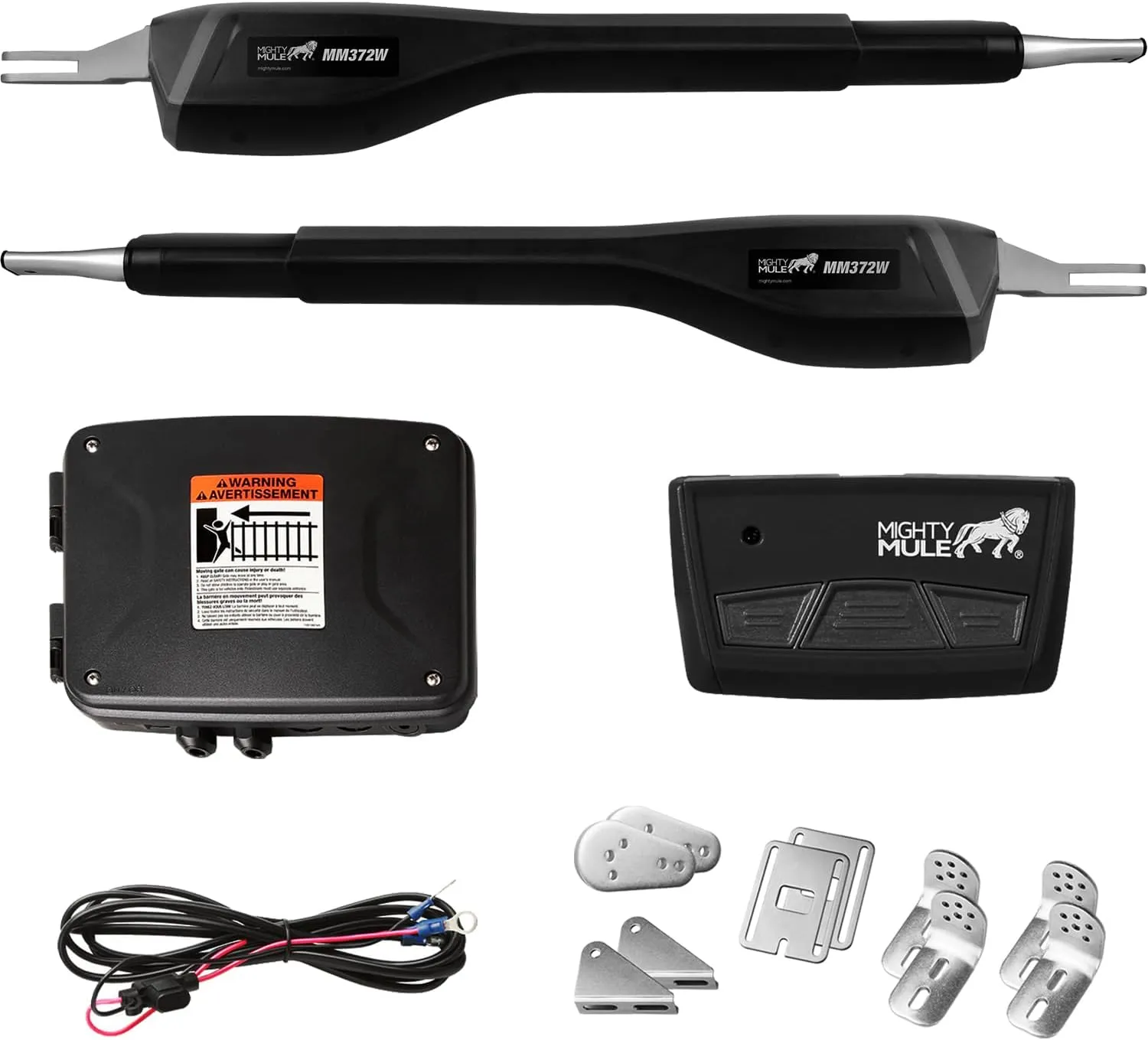 Mighty Mule MM372W Dual Automatic Gate Opener Smart and Solar Ready, Black