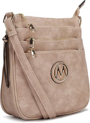 MKF Collection Crossbody Bag for Women – PU Leather Messenger Bag Purse – Designer Handbag Shoulder Strap Purse By Mia K