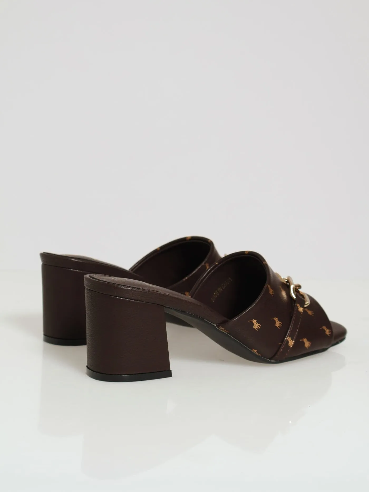 Monogram Trim Round Toe Mule Heel - Brown