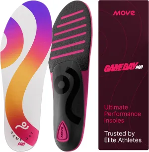 MOVE Game Day Pro- Ultimate Performance Sports Insoles for Basketball, Volleyball, Football, Tennis, Athletics, Baseball, Running, and Active Lifestyle. Extra Shock Absorption (M 13-13.5/WM 14.5-15)