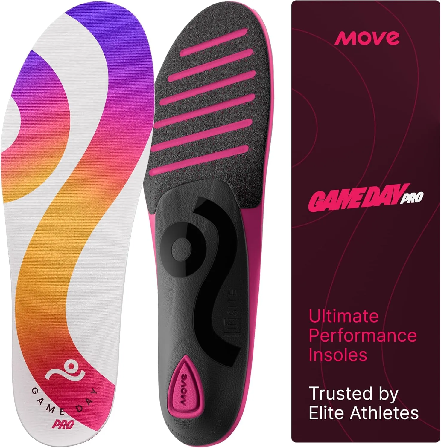 MOVE Game Day Pro- Ultimate Performance Sports Insoles for Basketball, Volleyball, Football, Tennis, Athletics, Baseball, Running, and Active Lifestyle. Extra Shock Absorption (M 13-13.5/WM 14.5-15)