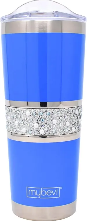 MyBevi Hollywood Insulated Tumblers, Premium Grade Stainless Steel Hydration Tumbler - Hot & Cold, Leak-Resistant Lid, BPA-Free | 20 oz, French Blue