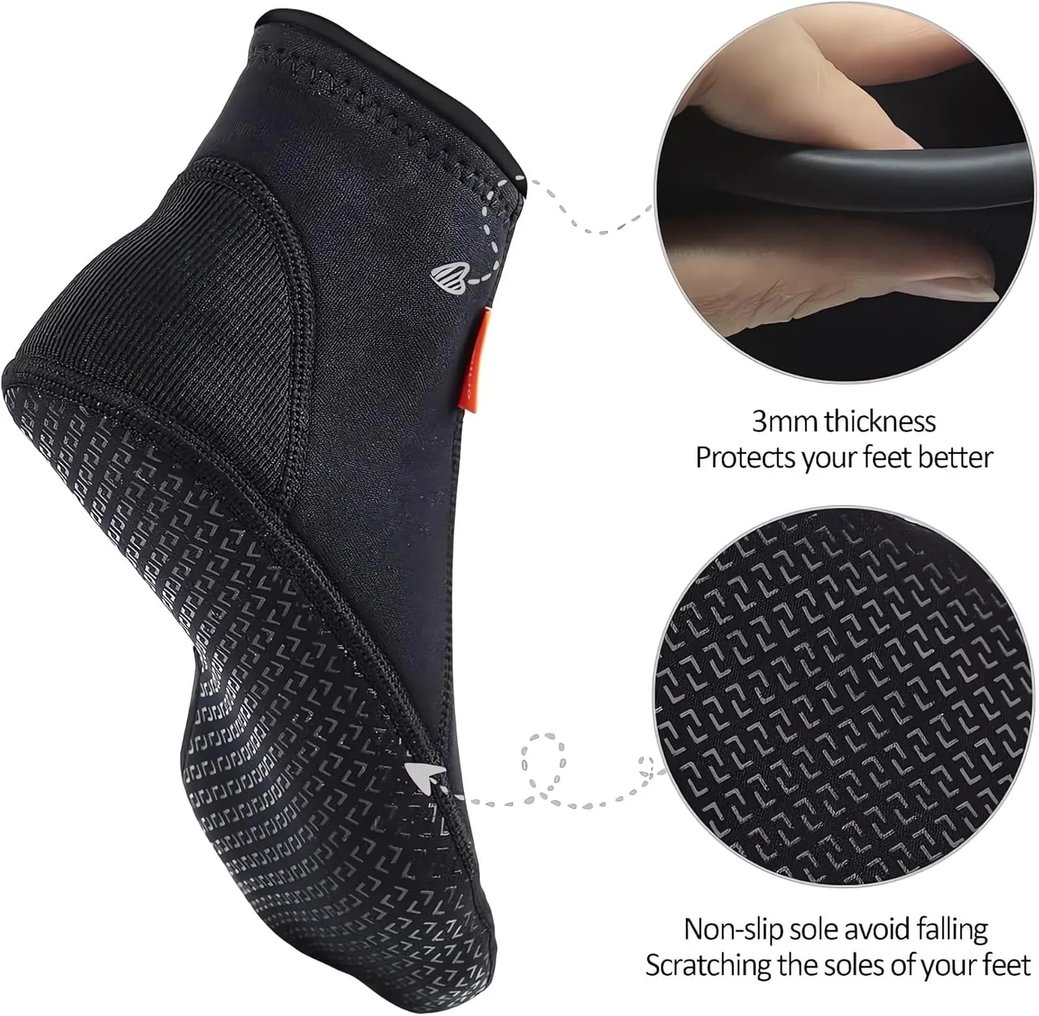 Neoprene Water Socks,3mm Diving Socks Anti-Slip Wetsuit Beach Booties for Outdoor Water Sports Diving Swimming