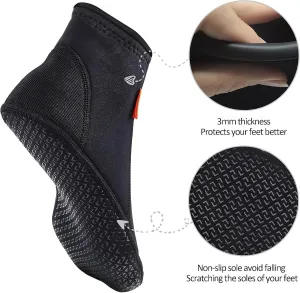 Neoprene Water Socks,3mm Diving Socks Anti-Slip Wetsuit Beach Booties for Outdoor Water Sports Diving Swimming