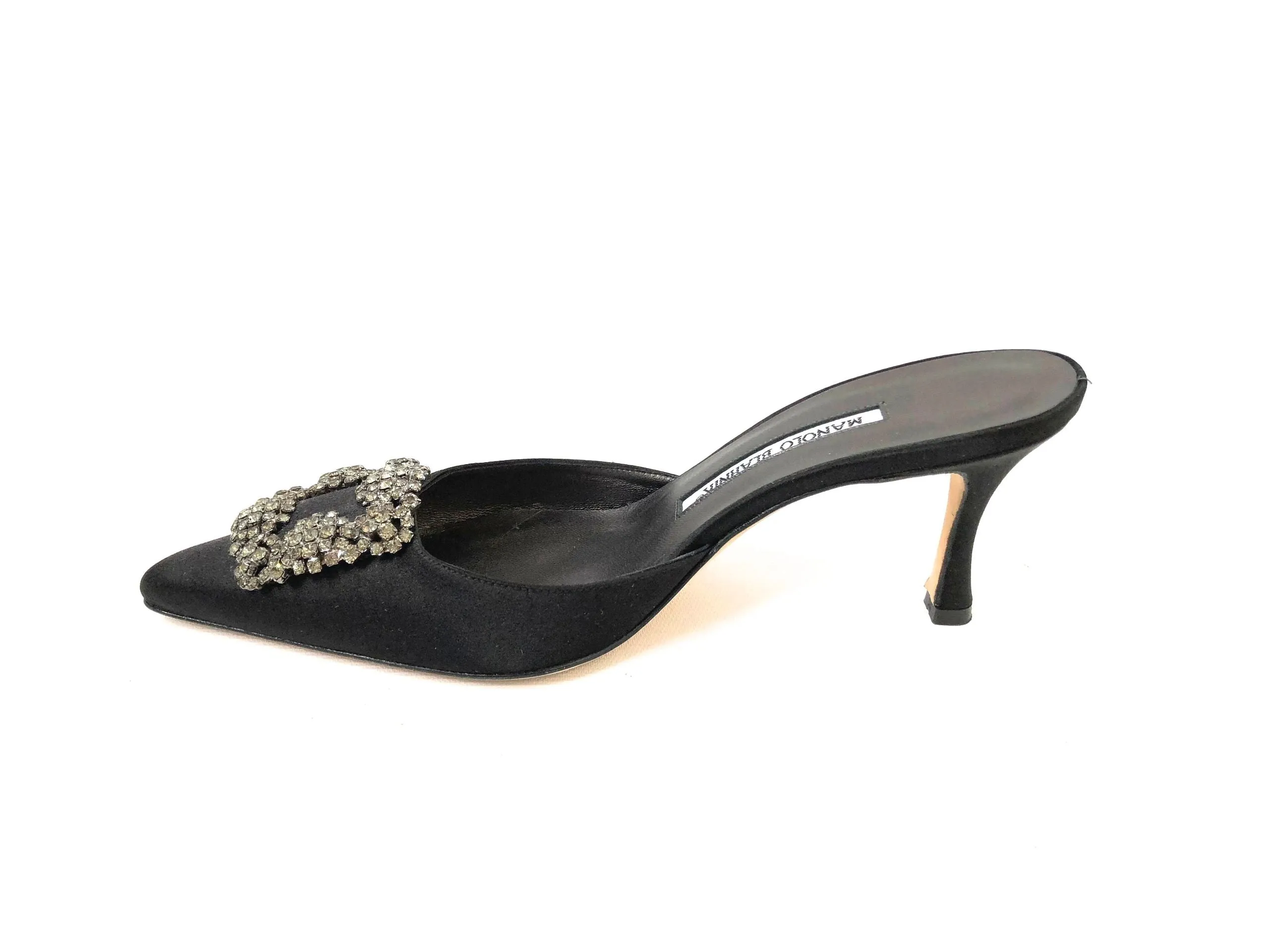 NEW Manolo Blahnik Hangisi Mules Size 37 It (7 Us)