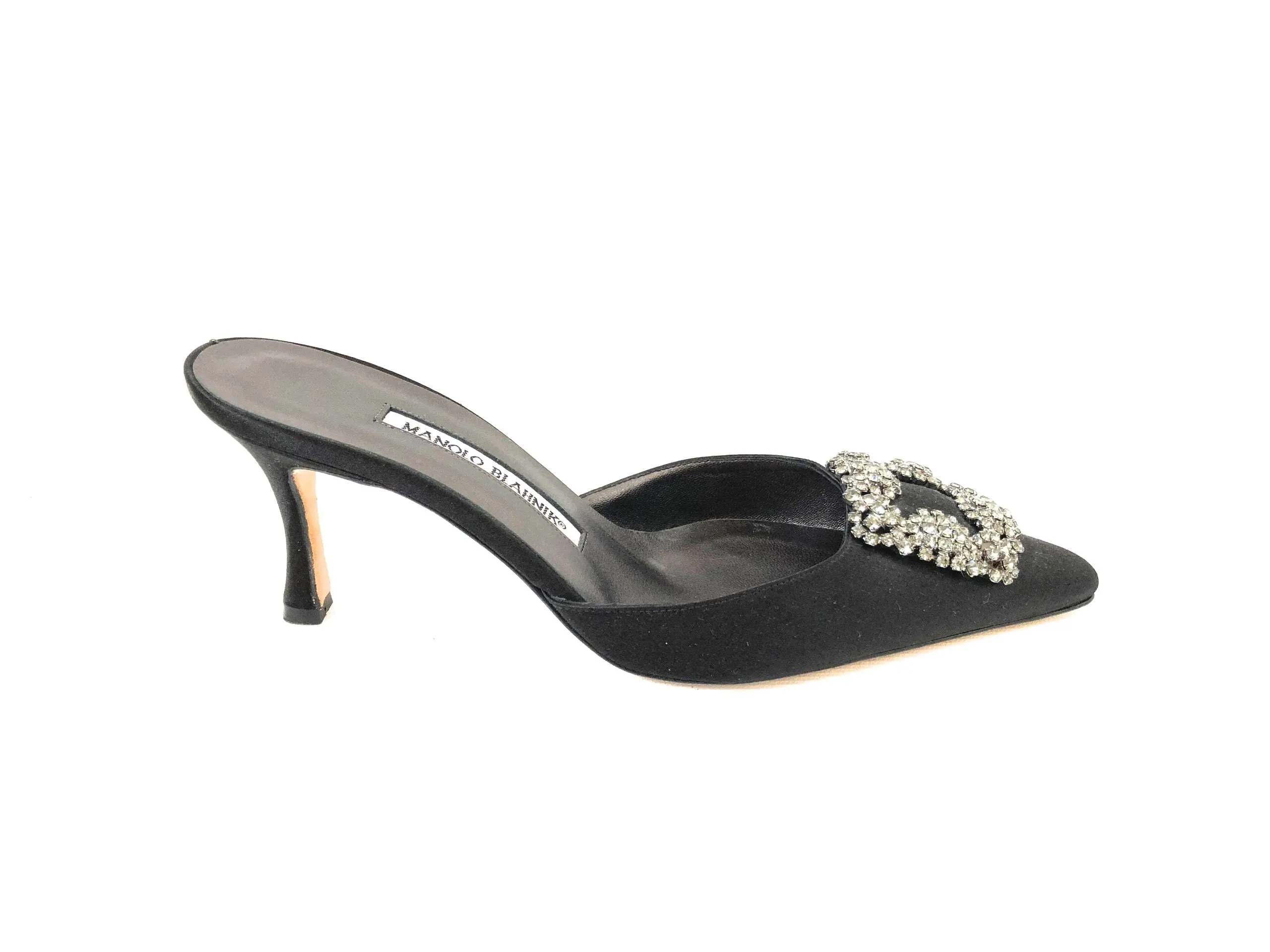 NEW Manolo Blahnik Hangisi Mules Size 37 It (7 Us)