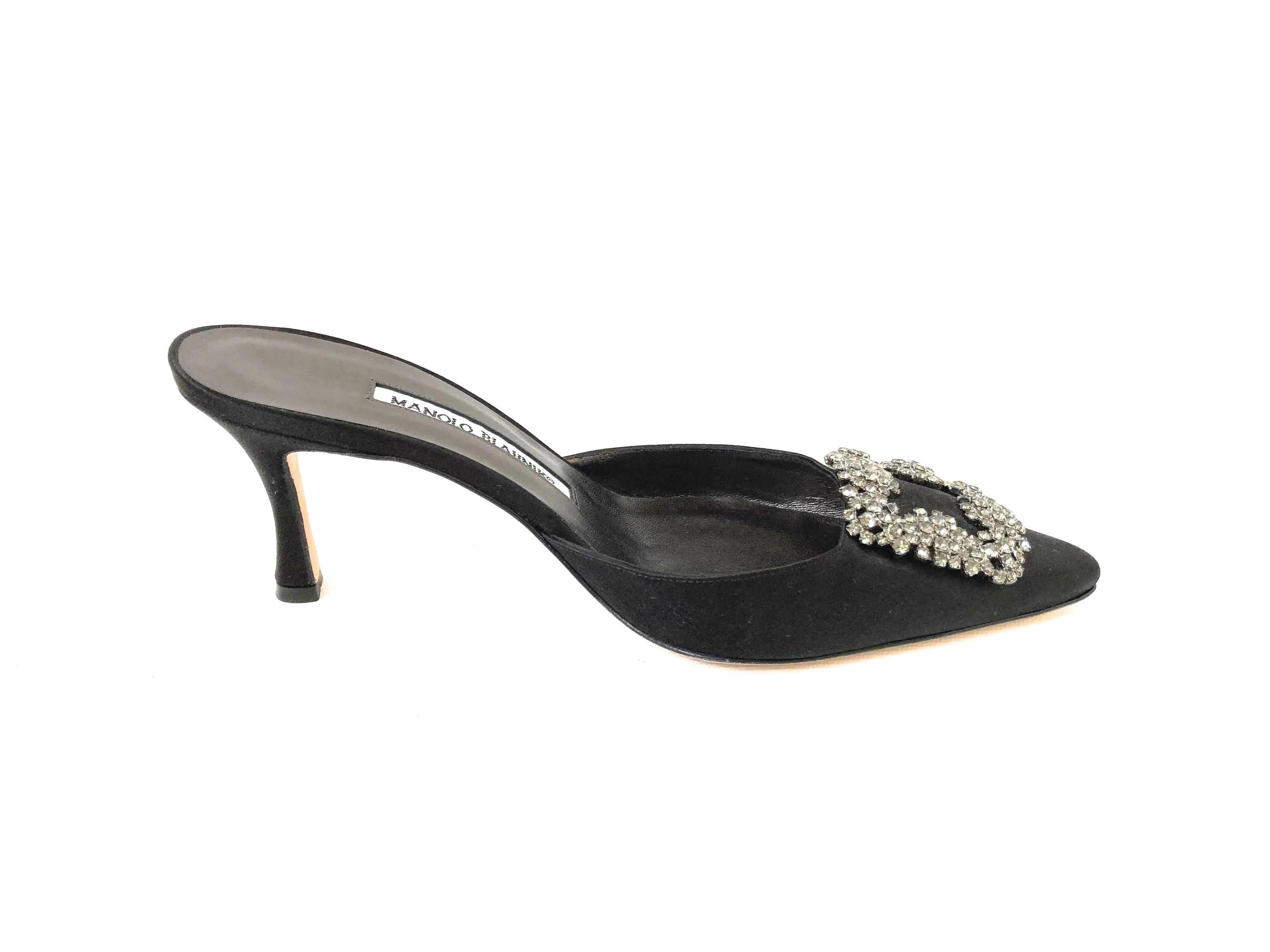 NEW Manolo Blahnik Hangisi Mules Size 37 It (7 Us)