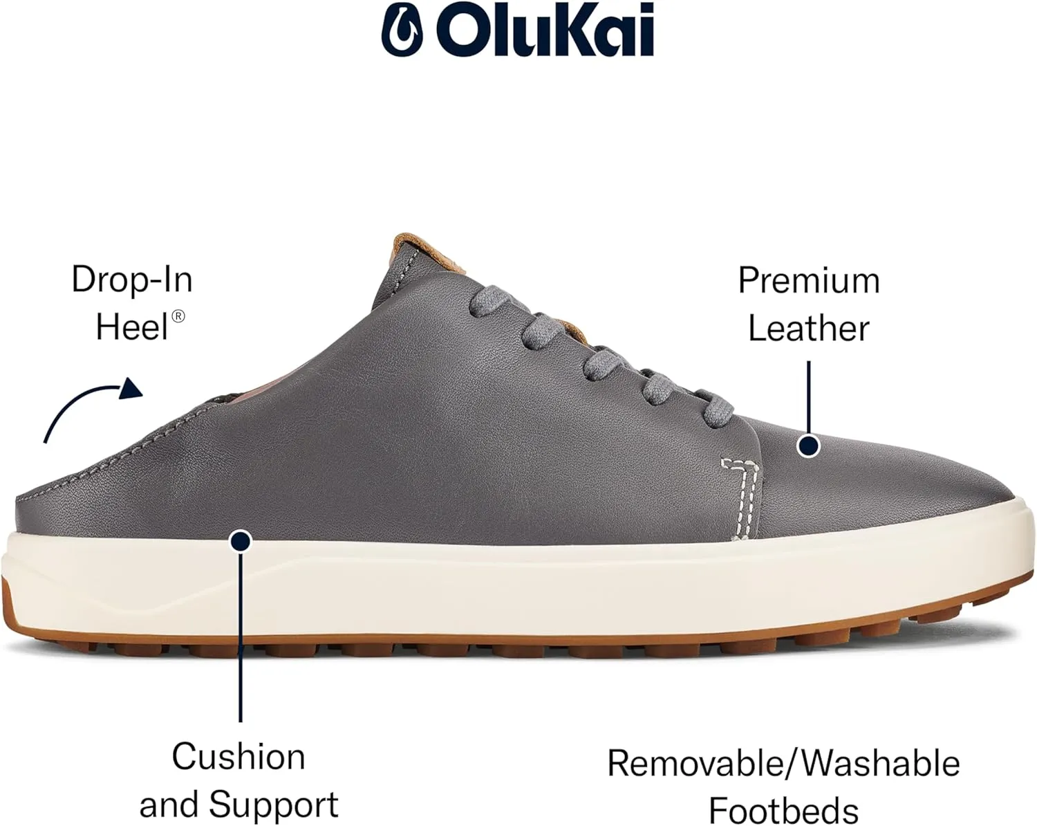 OLUKAI Wailea Women's Golf Shoes, Spikeless Golf Shoes, Supple Full-Grain Leather & Contoured Footbed, Waterproof & Stain-Resistant