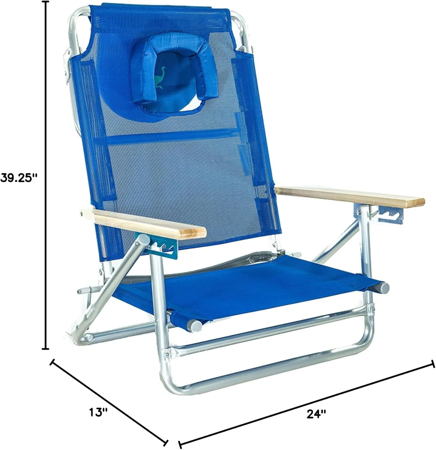 Ostrich South Beach Sand Chair, Beach Reclining Lawn Chair w/Carry Strap, Outdoor Furniture for Pool, Camping, or Backyard, Blue