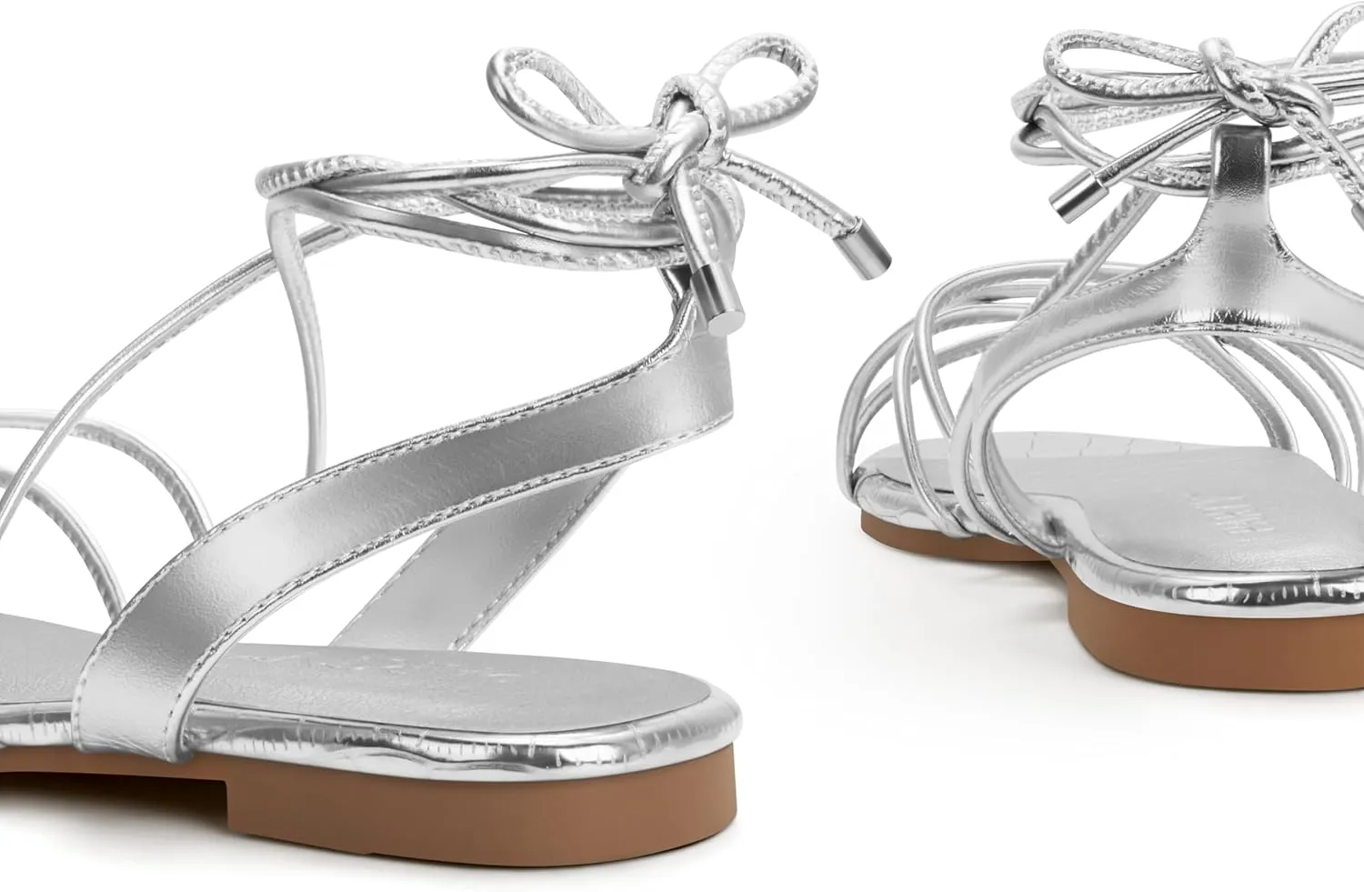 PARTY Women's Strappy Sandals Gladiator Lace Up Flats Summer Wrap Open Toe Tie Up Shoes