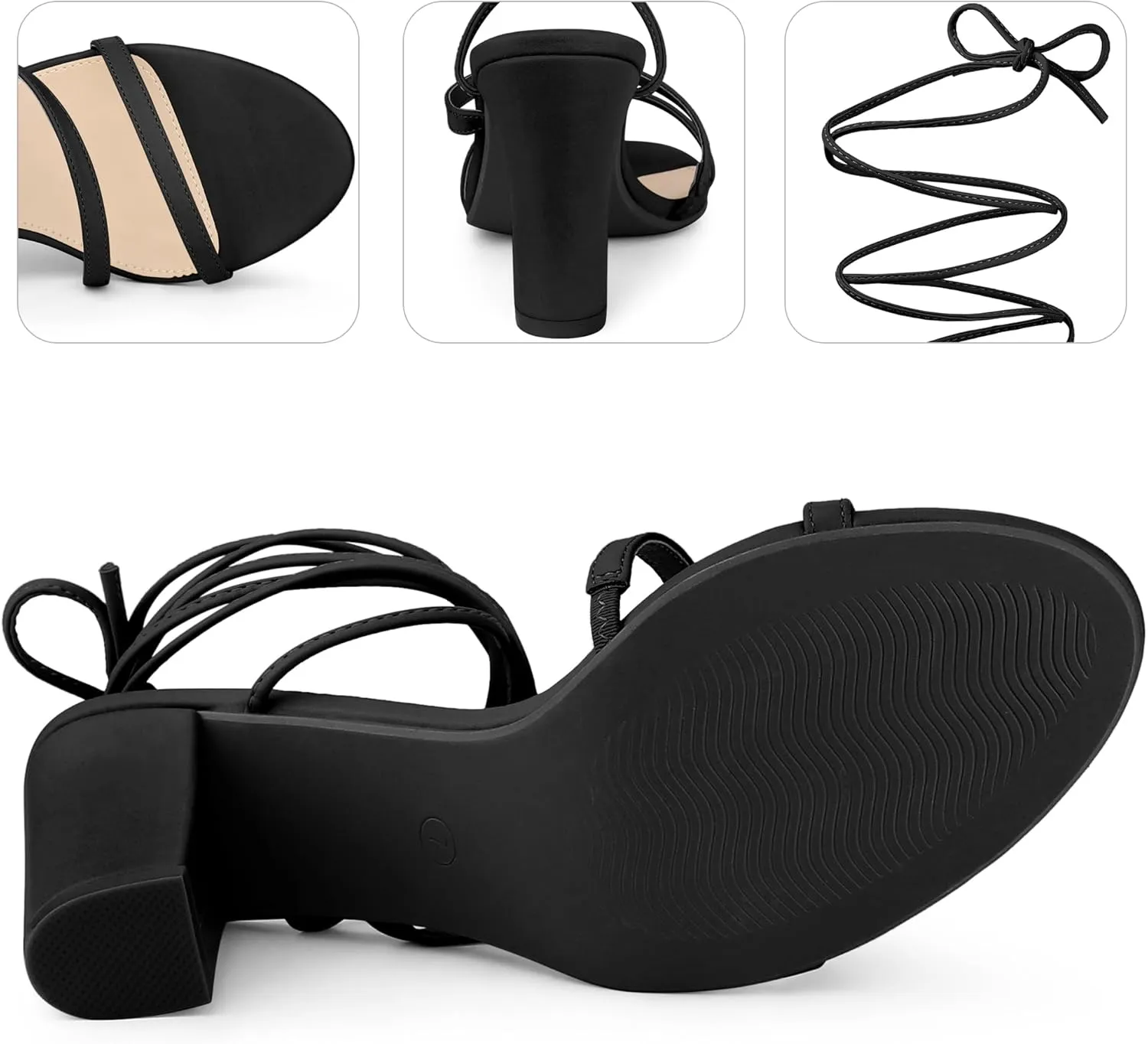 Perphy Strappy Lace Up Open Toe Block Heel Lace Up Sandals for Women