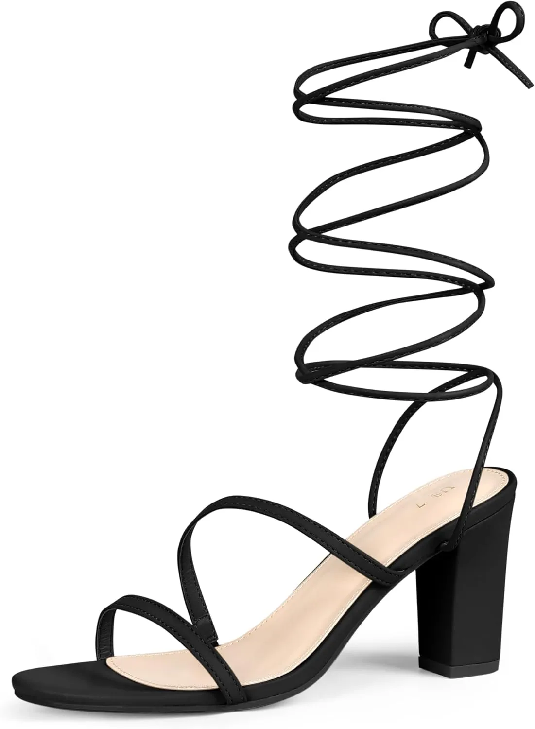 Perphy Strappy Lace Up Open Toe Block Heel Lace Up Sandals for Women