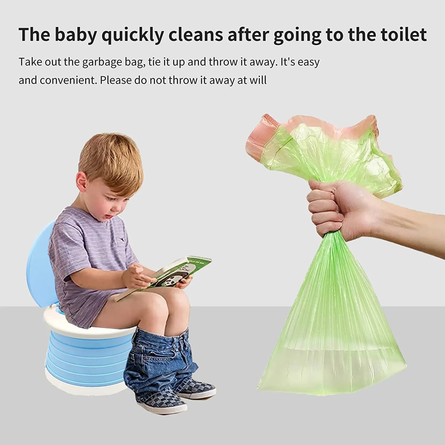 portable, foldable potty seat for toddler, Training Toilet Seat Emergency Toilet for Car, Camping, Outdoor, indoor (light blue, small)