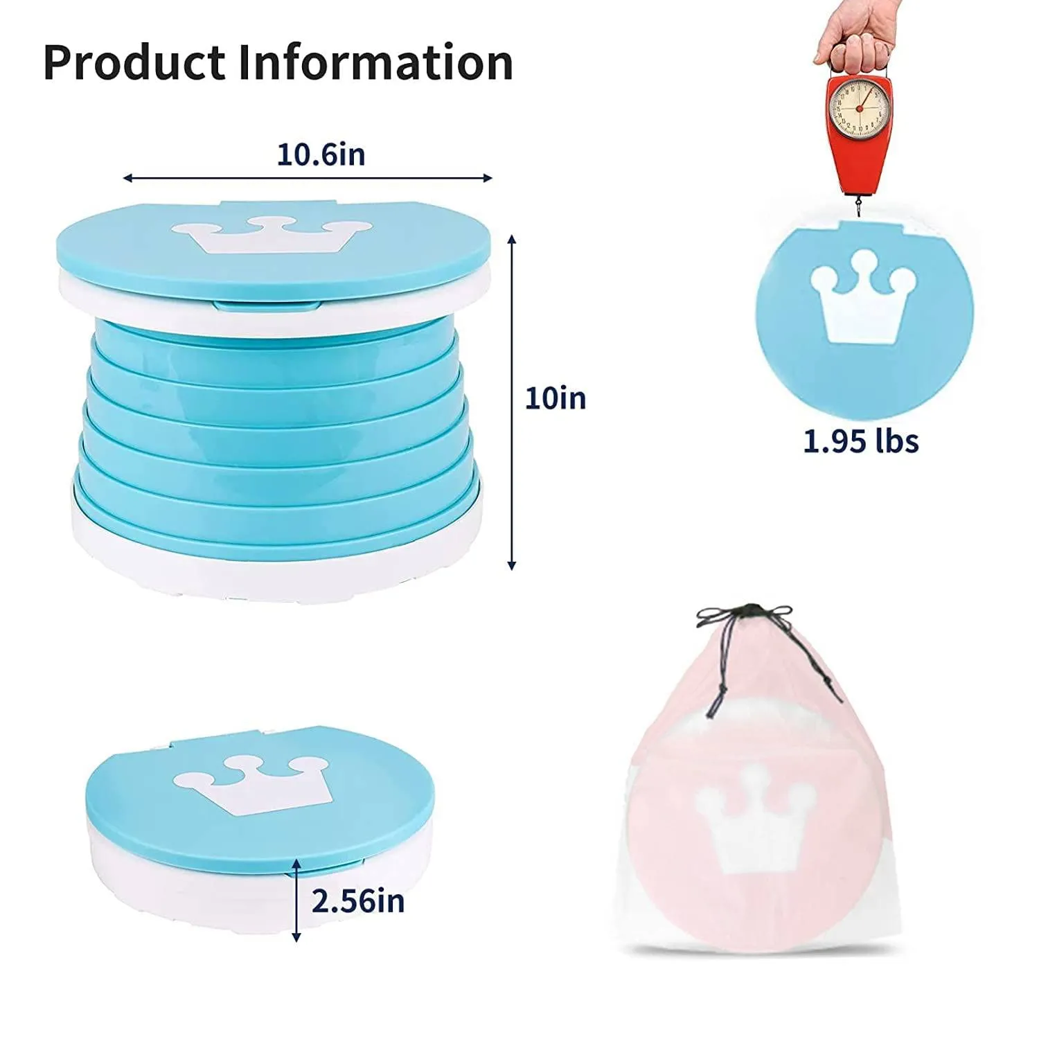 portable, foldable potty seat for toddler, Training Toilet Seat Emergency Toilet for Car, Camping, Outdoor, indoor (light blue, small)