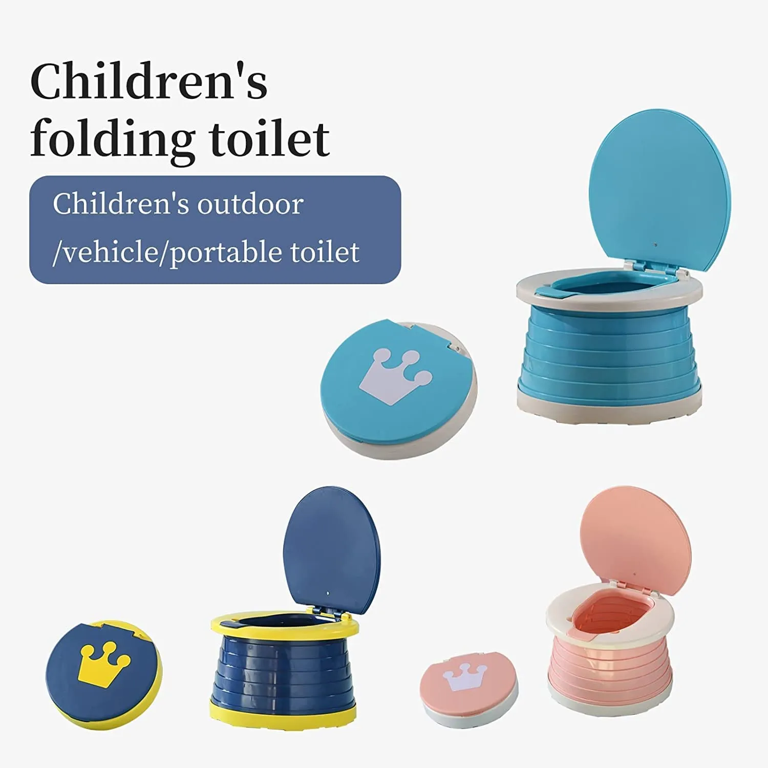 portable, foldable potty seat for toddler, Training Toilet Seat Emergency Toilet for Car, Camping, Outdoor, indoor (light blue, small)