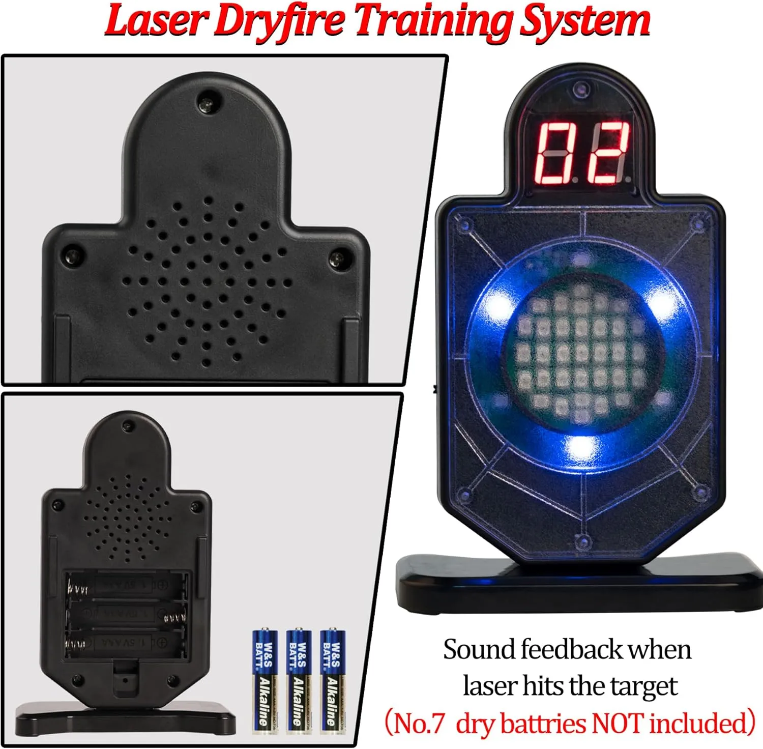 Portable Laser Trainer Target Dry Fire Laser Training System, Safe Indoor Dry Fire Gun Training System Counting Laser Training Targets Compatible Most of Laser Cartridges