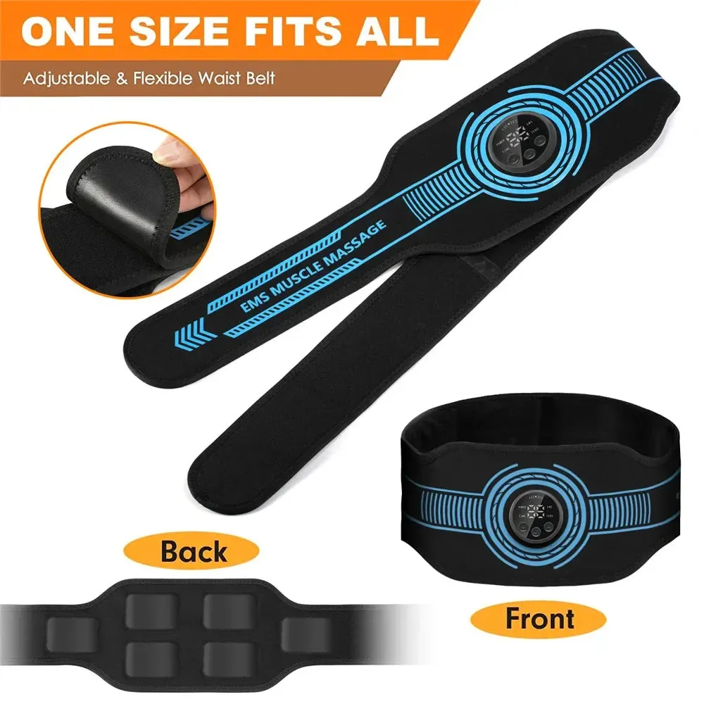 Premium EMS Muscle Stimulator Abdominal Trainer Massage Belt - 10 Modes, 30 Strength Levels, USB Rechargeable, Slim Belly and Arm Toner for Weight Loss and Fitness Training