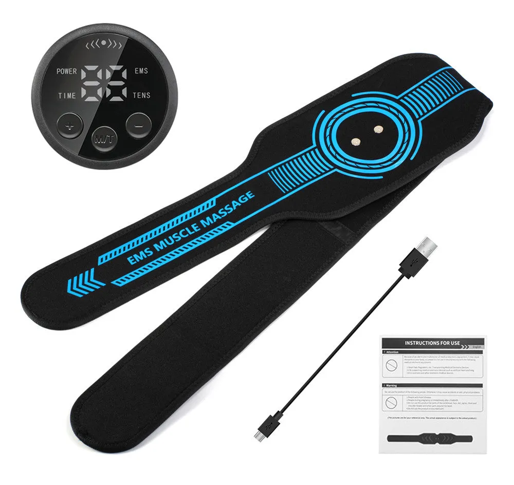 Premium EMS Muscle Stimulator Abdominal Trainer Massage Belt - 10 Modes, 30 Strength Levels, USB Rechargeable, Slim Belly and Arm Toner for Weight Loss and Fitness Training