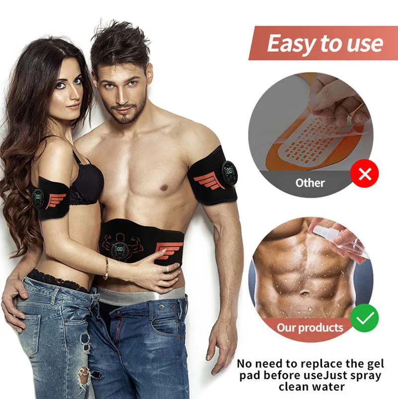 Premium EMS Muscle Stimulator Abdominal Trainer Massage Belt - 10 Modes, 30 Strength Levels, USB Rechargeable, Slim Belly and Arm Toner for Weight Loss and Fitness Training