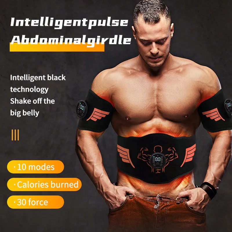 Premium EMS Muscle Stimulator Abdominal Trainer Massage Belt - 10 Modes, 30 Strength Levels, USB Rechargeable, Slim Belly and Arm Toner for Weight Loss and Fitness Training
