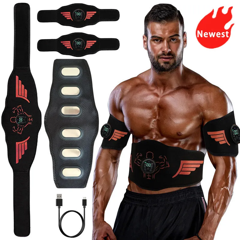 Premium EMS Muscle Stimulator Abdominal Trainer Massage Belt - 10 Modes, 30 Strength Levels, USB Rechargeable, Slim Belly and Arm Toner for Weight Loss and Fitness Training