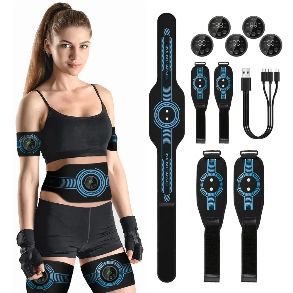 Premium EMS Muscle Stimulator Abdominal Trainer Massage Belt - 10 Modes, 30 Strength Levels, USB Rechargeable, Slim Belly and Arm Toner for Weight Loss and Fitness Training
