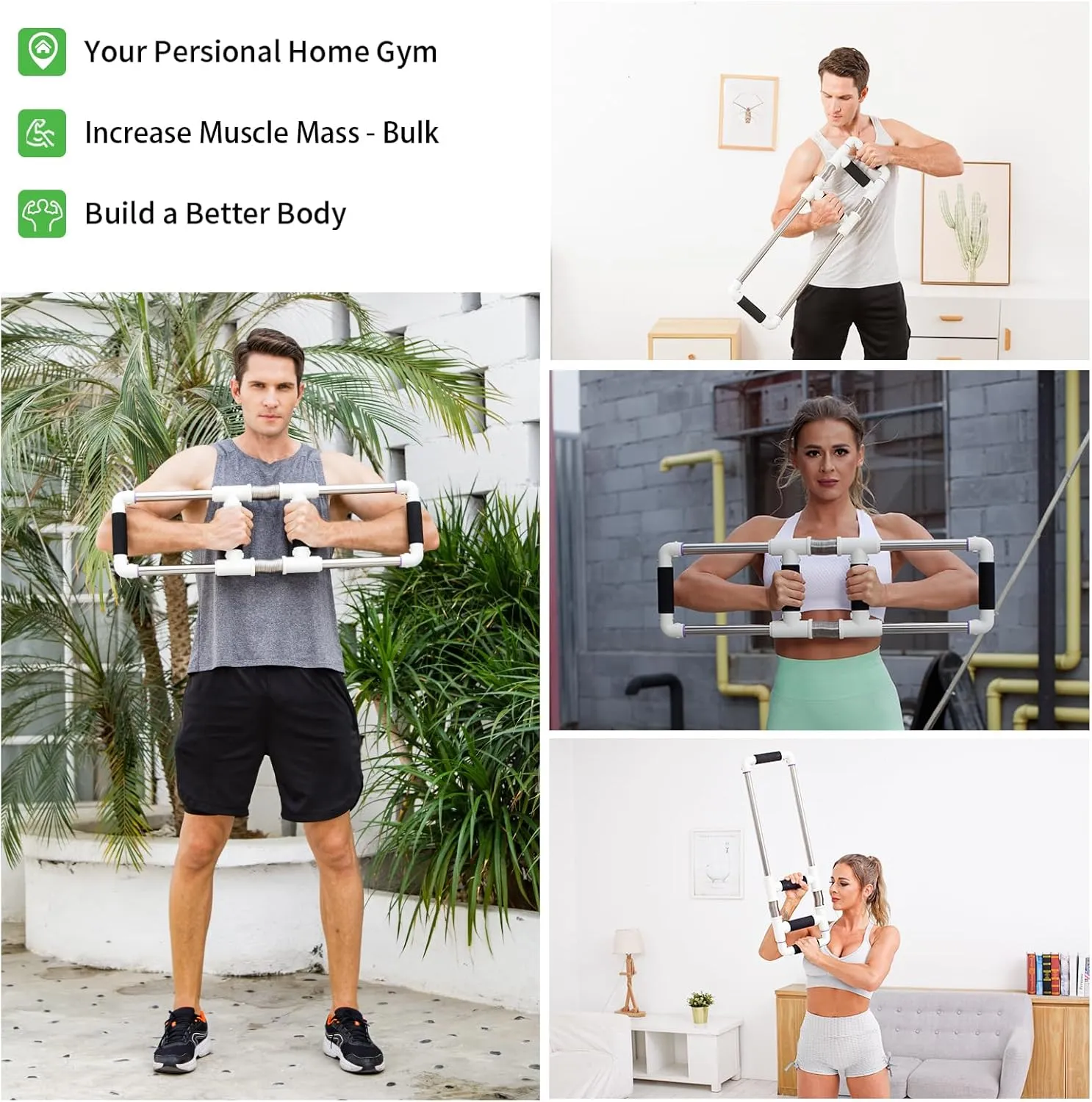 Push Down Bar Machine - Chest Expander at Home Workout Equipment, Arm Exerciser - Portable Spring Resistance Exercise Gym Kit for Home, Travel or Outdoors