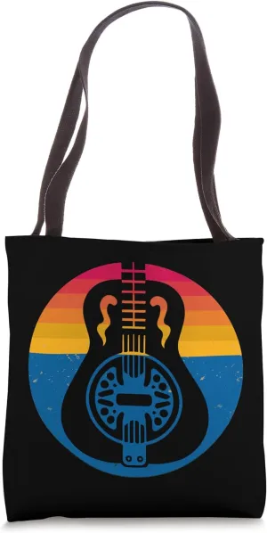 Retro Dobro Resonator Guitar Sunset Music Lover Tote Bag