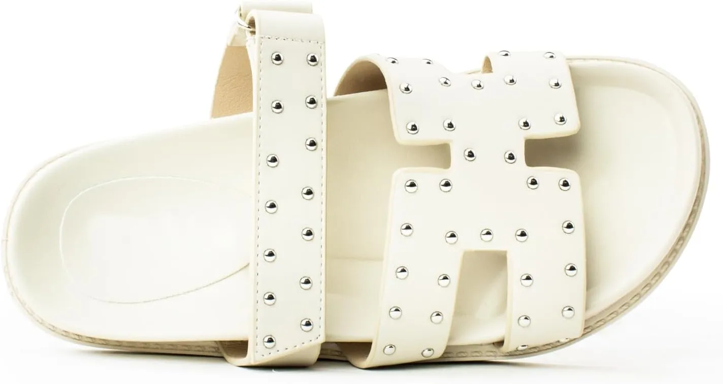 RF ROOM OF FASHION Women's Cutout Design Comfort Slide Sandals