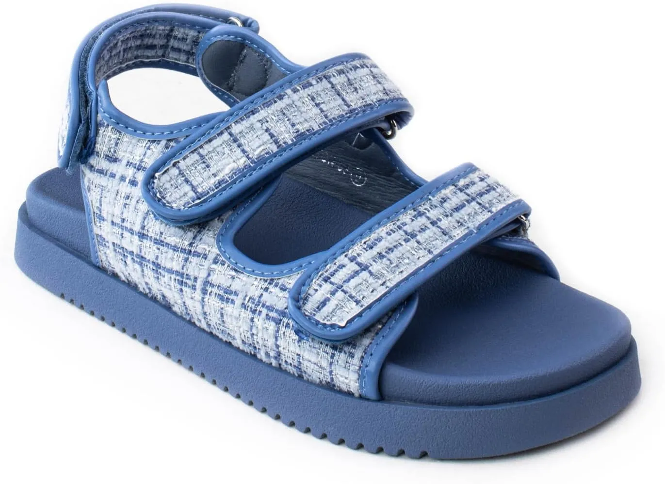 RF ROOM OF FASHION Women's Hook and Loop Double Strap Slingback Comfy Footbed Slide Sandals