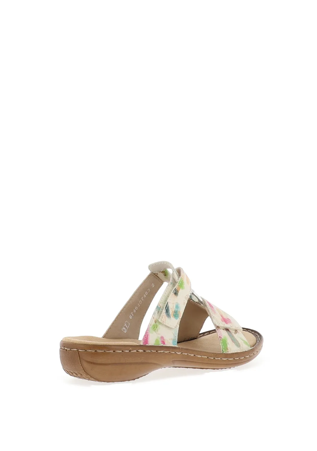 Rieker Womens Velcro Strap Mule Sandals, Multi