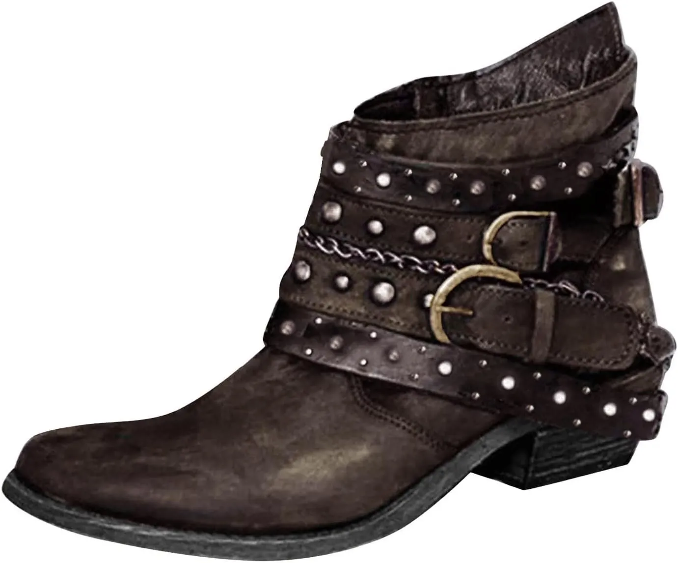 SBGMoSJ Ankle Boots Men Western White Ankle Boots Chunky Heel Womens Ankle Cowboy Boots Square Toe Suede Ankle Boots for Women Taupe Cowgirl Booties for Women Wide Calf