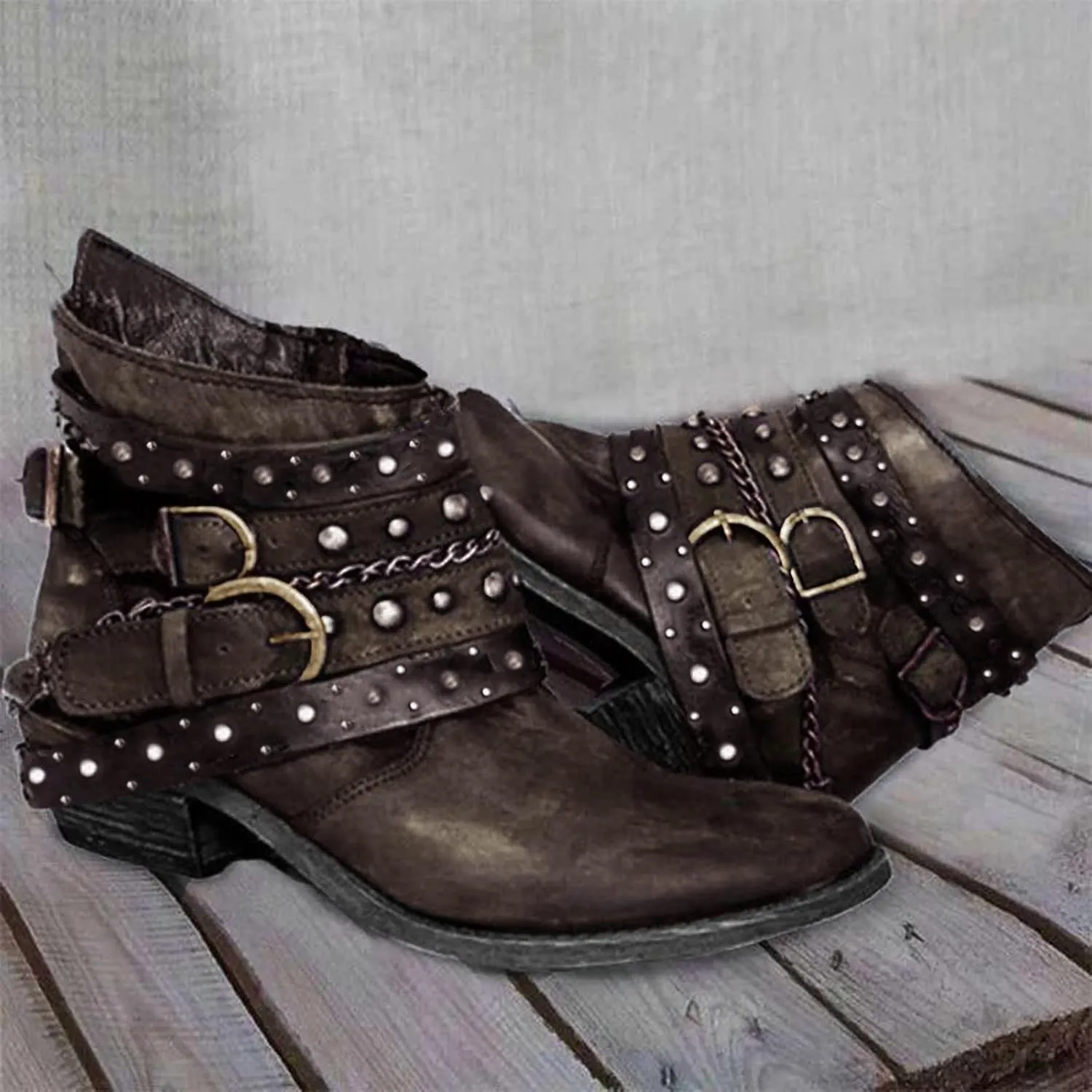 SBGMoSJ Ankle Boots Men Western White Ankle Boots Chunky Heel Womens Ankle Cowboy Boots Square Toe Suede Ankle Boots for Women Taupe Cowgirl Booties for Women Wide Calf