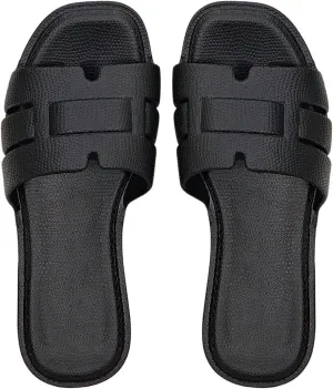 SHENHE Women's Square Open Toe Flat Sandals Single Band Strappy Dressy Slip on Slides