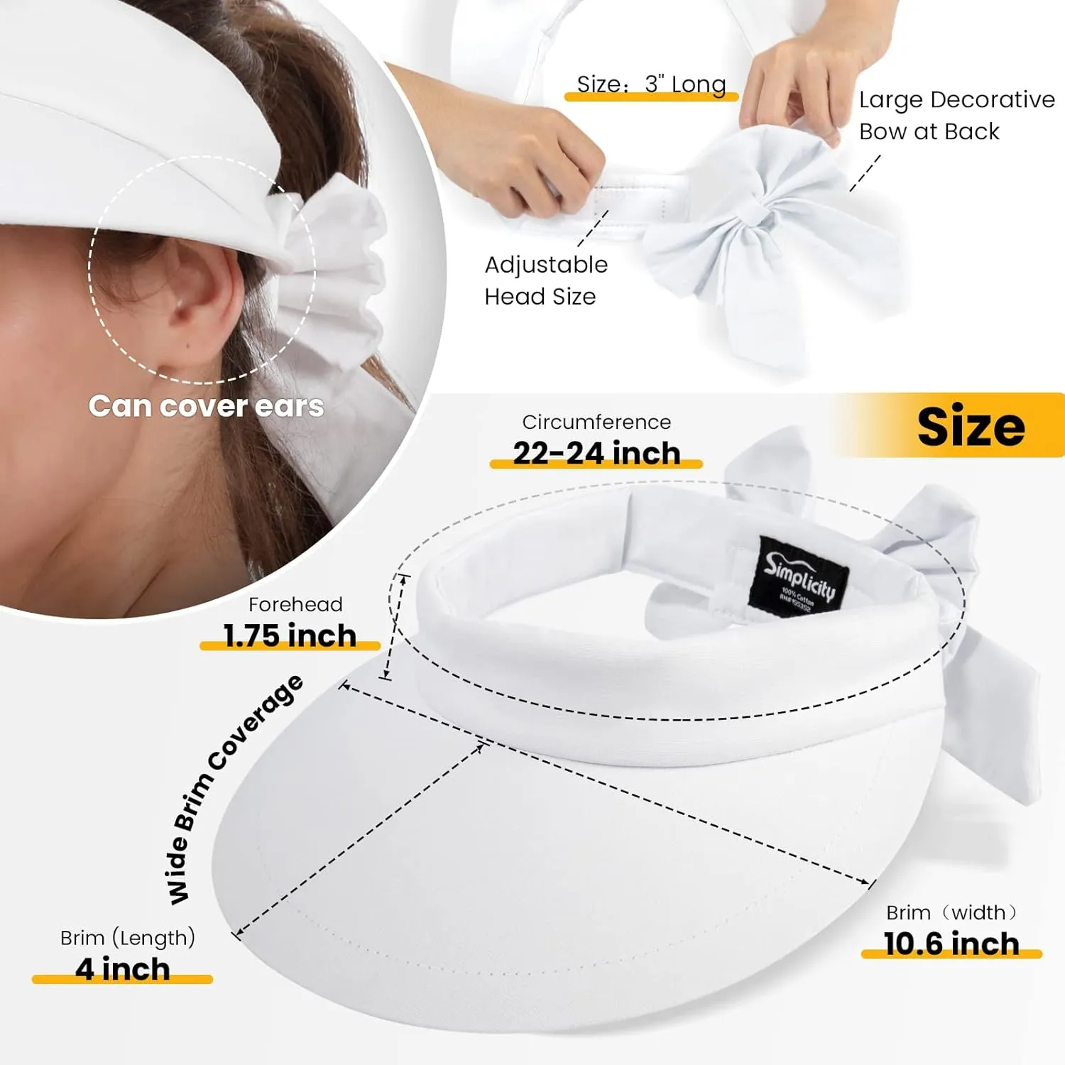 Simplicity Women's UPF 50  UV Protection Wide Brim Beach Sun Visor Hat