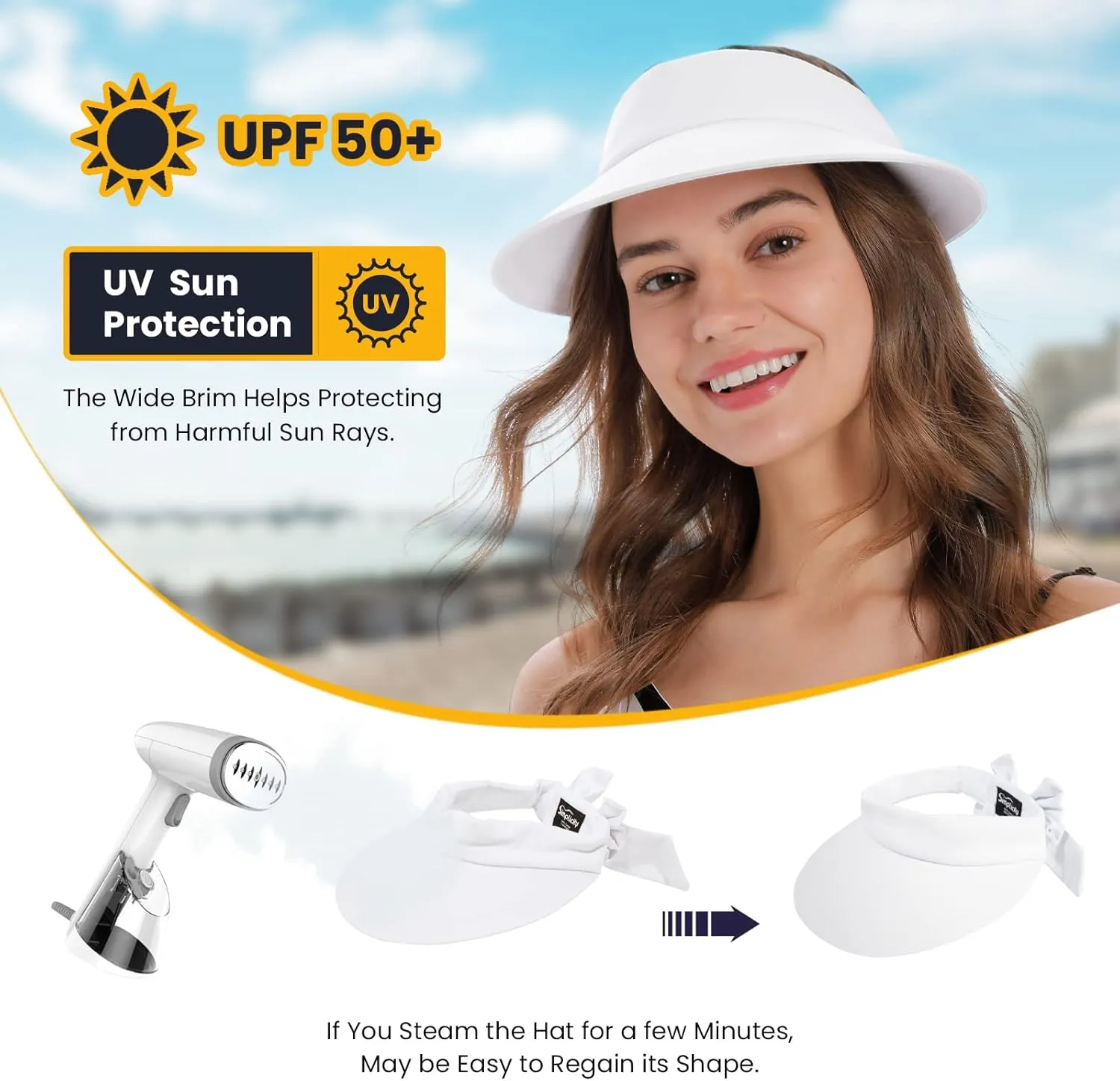 Simplicity Women's UPF 50  UV Protection Wide Brim Beach Sun Visor Hat